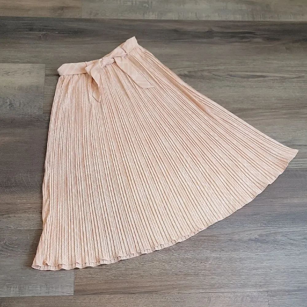 Alice Blue Pleated Midi Skirt - Blush Pink/orange Womens Size S